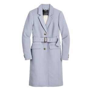 NWT J.Crew Belted Lady Day Topcoat Beachside Blue Italian Doublecloth Wool 16